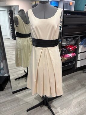 Max & Cleo Cream Dress with Black Waist Sash